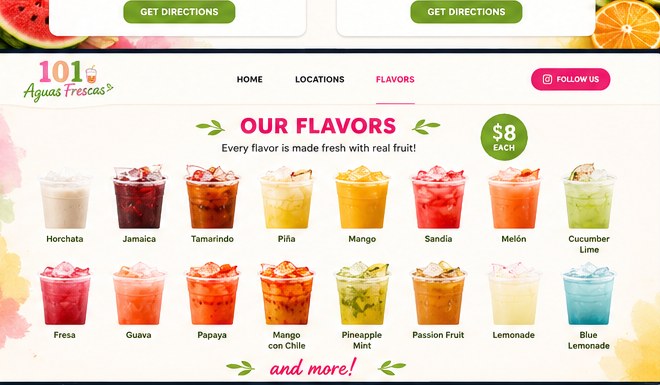 Colorful aguas frescas flavors