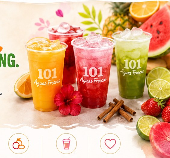 Colorful refreshing fruit aguas frescas